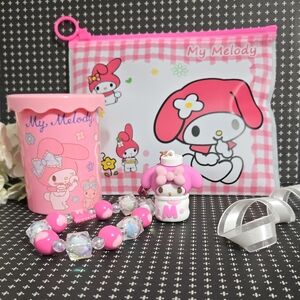 My Melody Pink pouch, Cup & Bag Charm Set